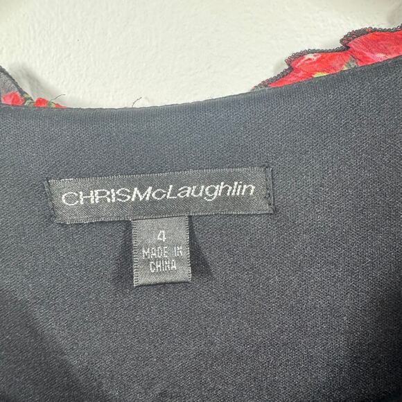 Chris McLaughlin Dress Women Black Red Rose Floral Dark Romantic Ruffle Pocket - Picture 6 of 9